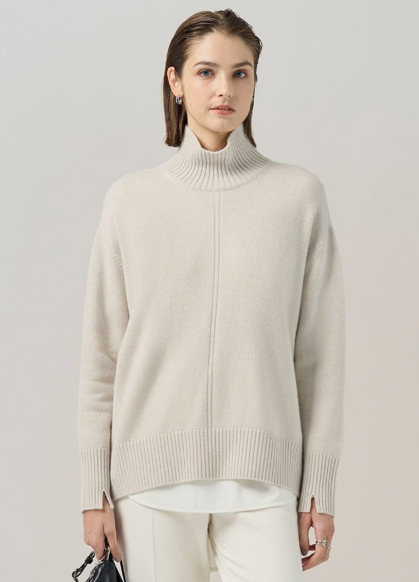 輕柔喀什米爾混紡高領上衣